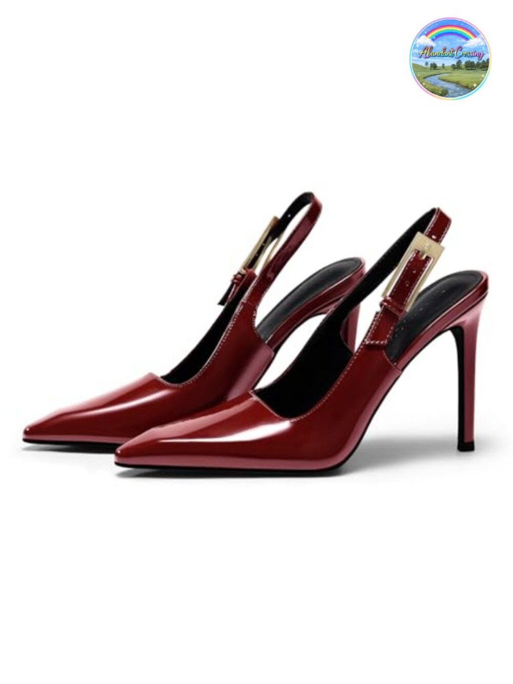 Slingback High Heels Pointed Toe Stiletto Patent Leather Pumps Dressy